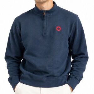Section 119 Quarter Zip Phish Sweater Mens XL Navy Merino Wool Blend Donut Logo